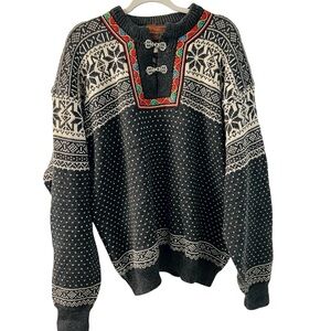 VTG Christiania Wool Nordic Fair Isle Ski Lodge Sweater XL